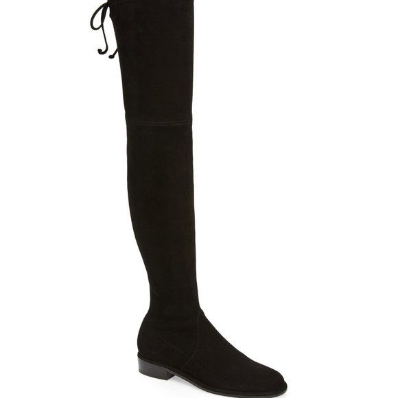 $950 STUART WEITZMAN Lowland Over the Knee Boot BLACK SUEDE 7  (SE40) - Picture 1 of 10